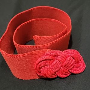 VINTAGE * RED ROPE KNOT BELT* WAIST CINCHER 1IN LONG w/ Streatch